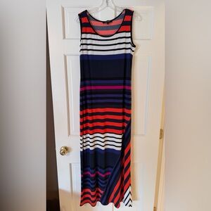Ellen Tracy Multicolor Striped Maxi Dress